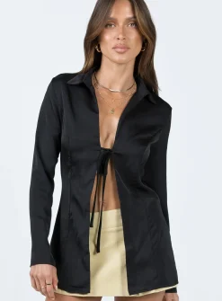 Princess Polly Kemble Shirt  Black Discount