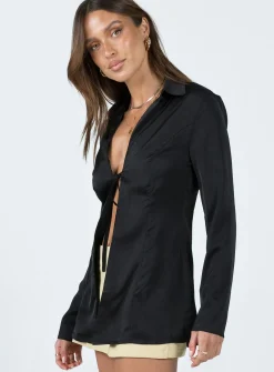 Princess Polly Kemble Shirt  Black Discount