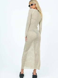 Princess Polly Kendor Long Sleeve Maxi Dress  Beige Best Sale