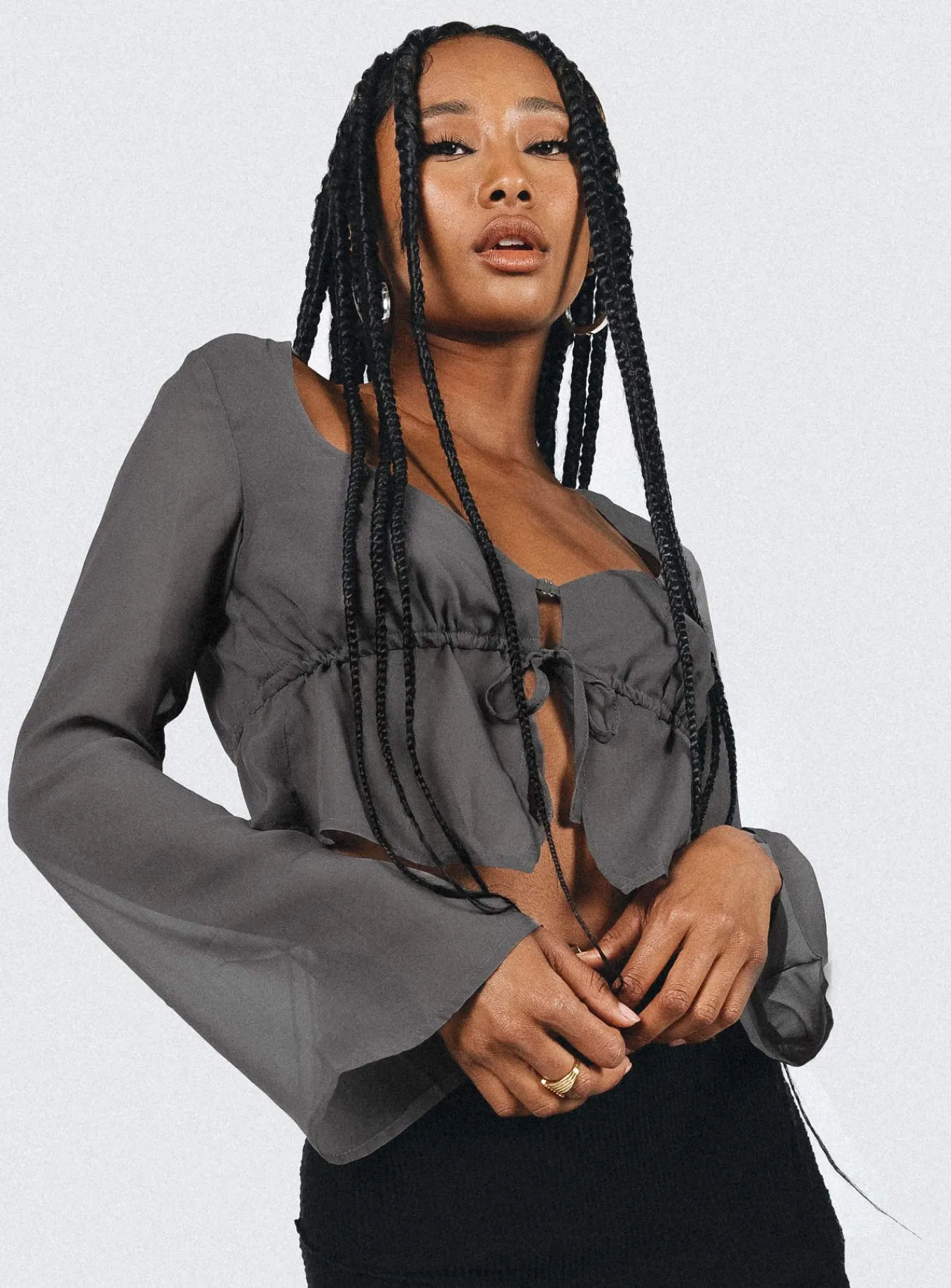 Princess Polly Kenney Long Sleeve Top Grey Store