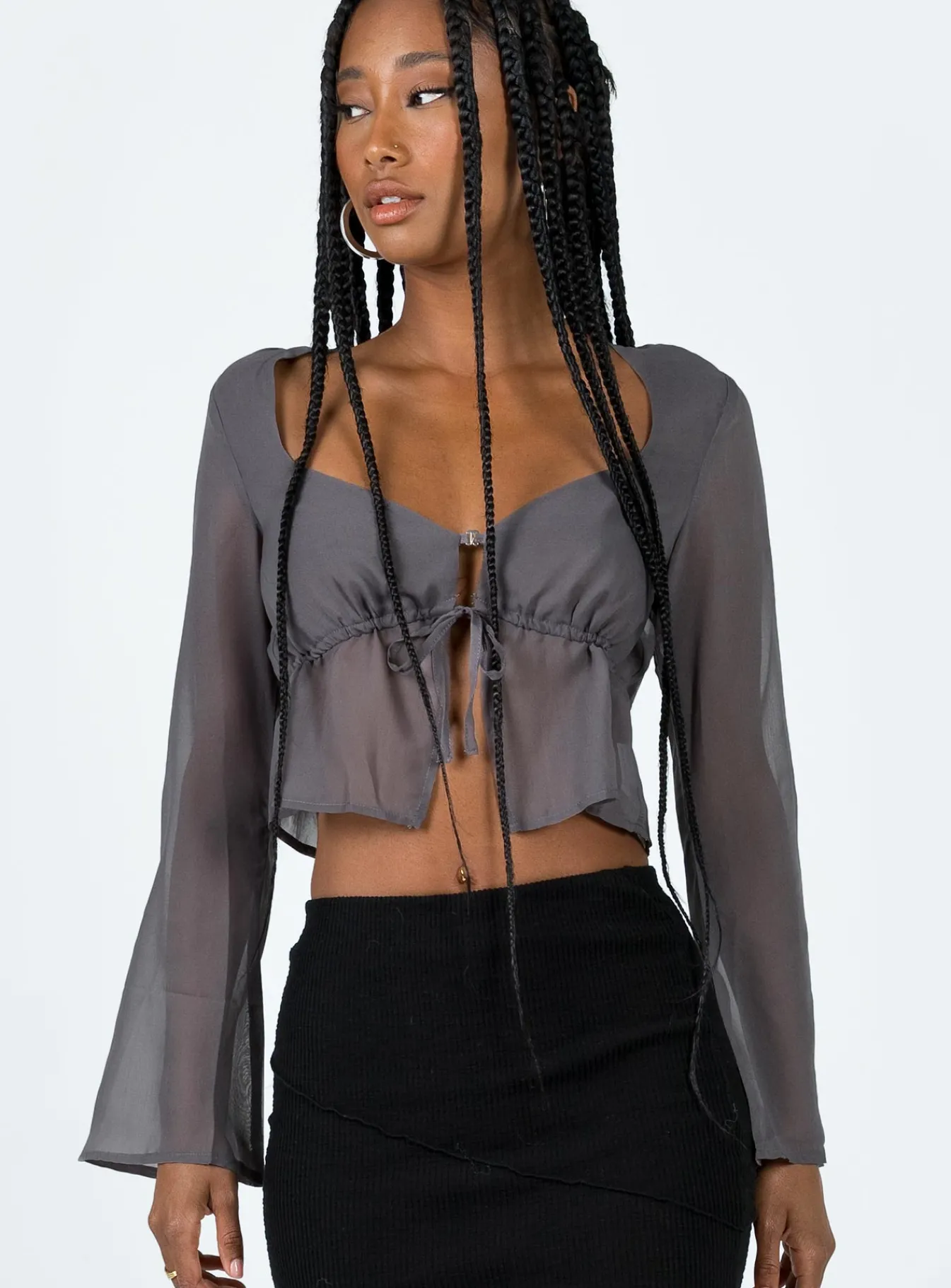 Princess Polly Kenney Long Sleeve Top Grey Store