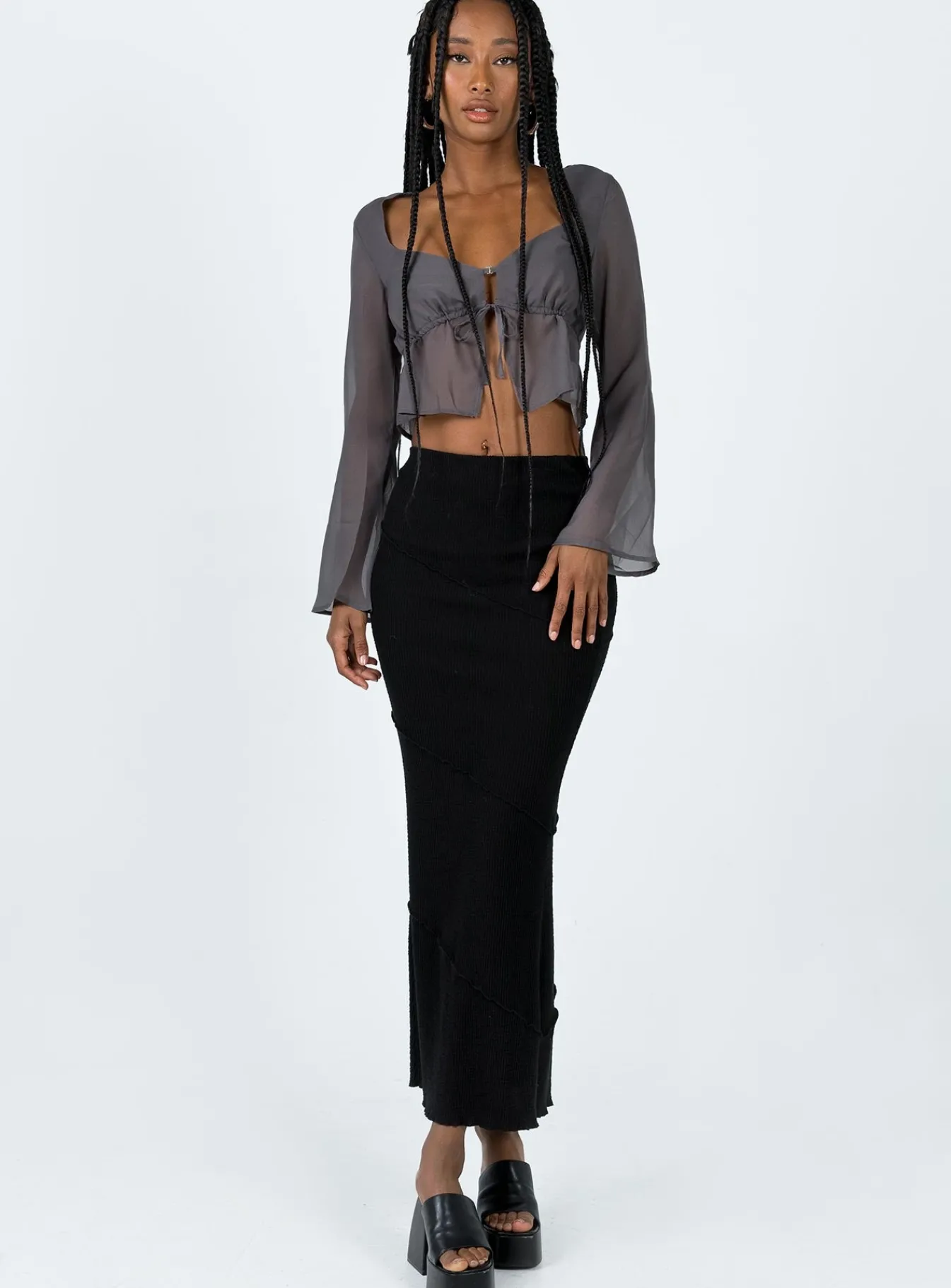 Princess Polly Kenney Long Sleeve Top Grey Store