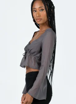 Princess Polly Kenney Long Sleeve Top Grey Store