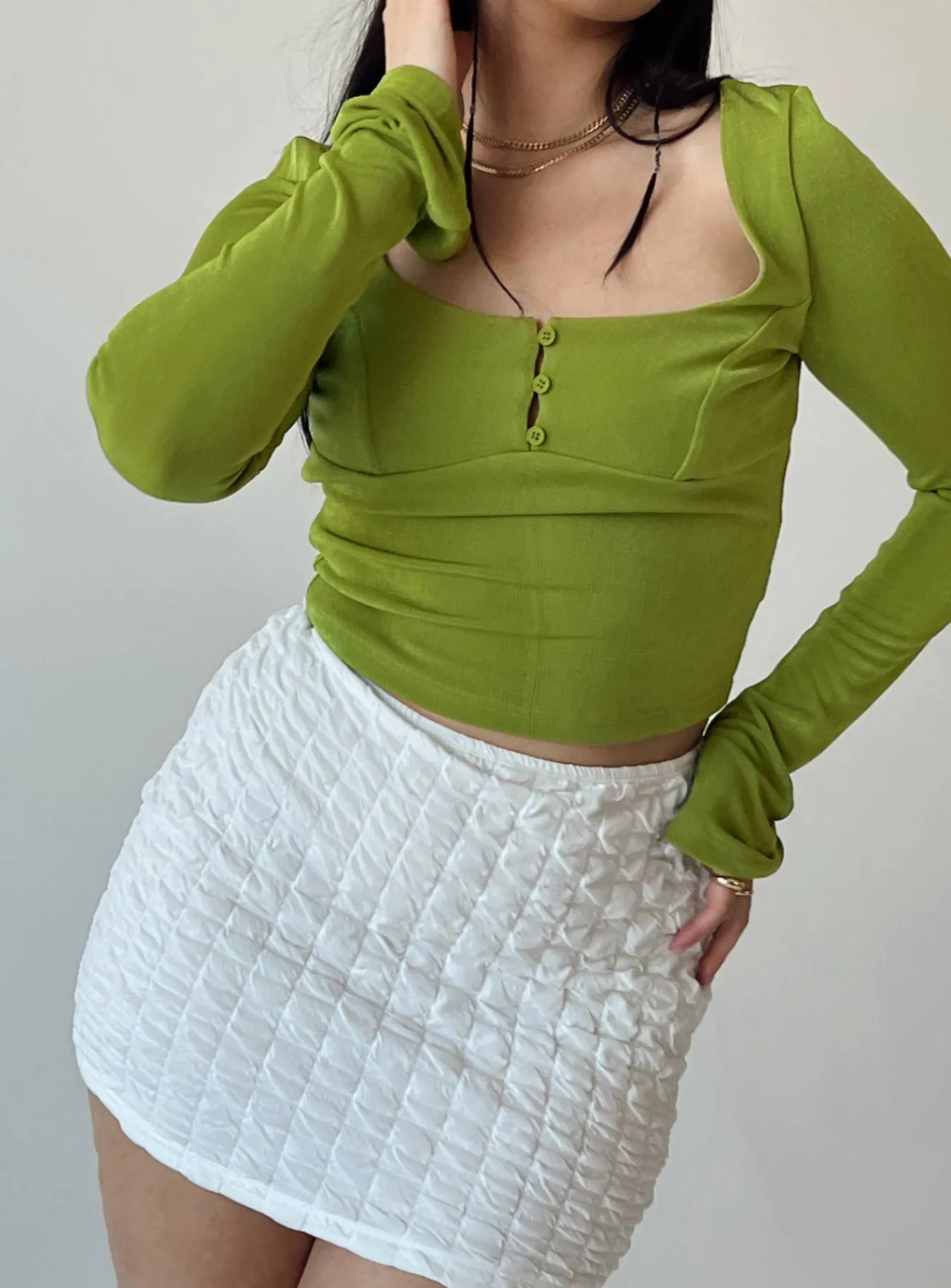 Princess Polly Kentia Long Sleeve Top Green Cheap