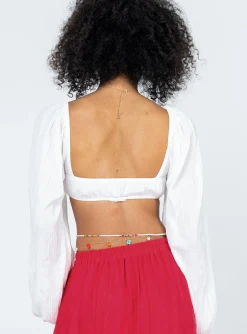 Princess Polly Kerry Long Sleeve Top White Cheap