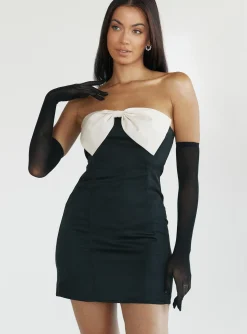 Princess Polly Kesy Bow Tie Mini Dress Black Flash Sale