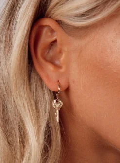 Princess Polly Key Earrings  Gold Best