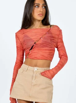 Princess Polly Keziah Top Orange Flash Sale