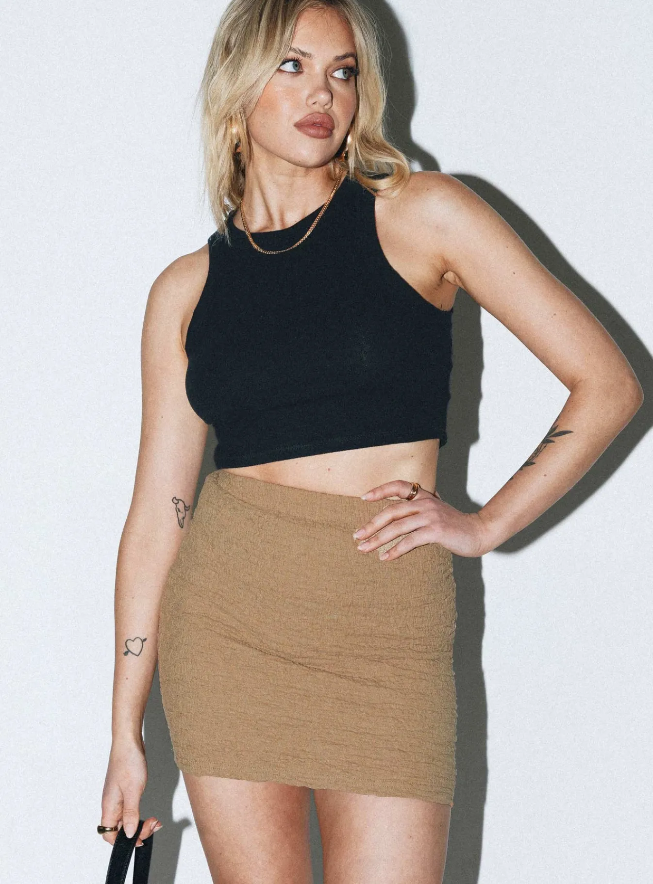 Princess Polly Kiarne Mini Skirt Beige Flash Sale