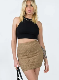 Princess Polly Kiarne Mini Skirt  Beige Flash Sale
