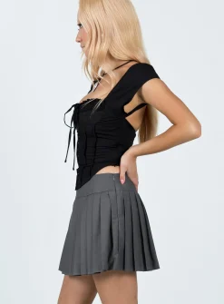 Princess Polly Kierce Pleated Mini Skirt Grey Hot