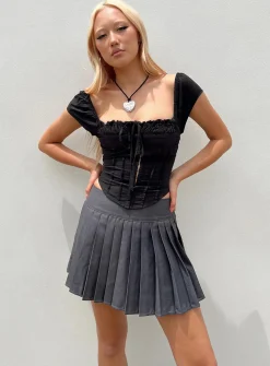 Princess Polly Kierce Pleated Mini Skirt Grey Hot