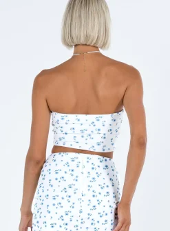 Princess Polly Kinney Strapless Top White / Floral Cheap
