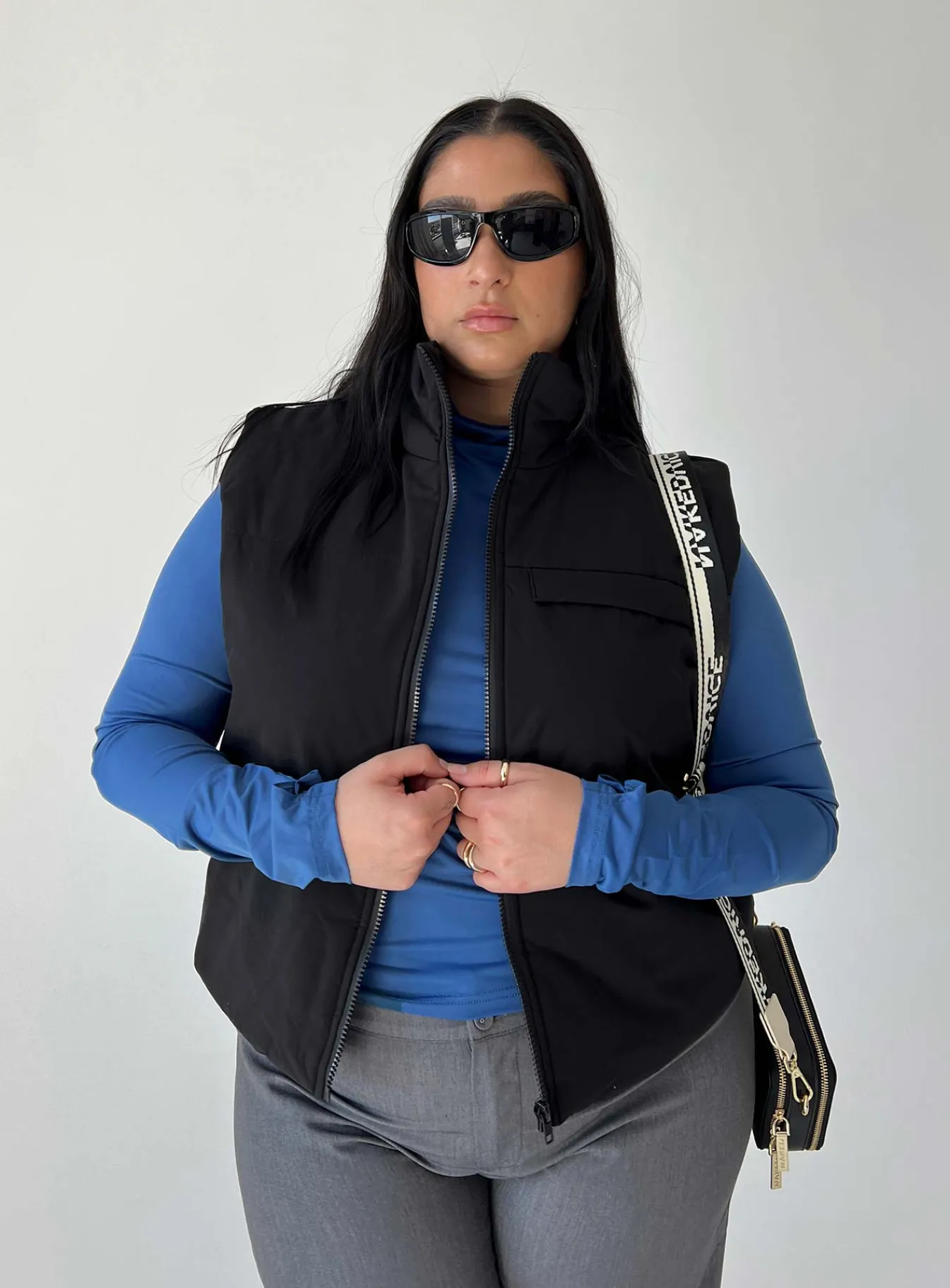 Princess Polly Kirby Puffer Vestcurve Black Hot