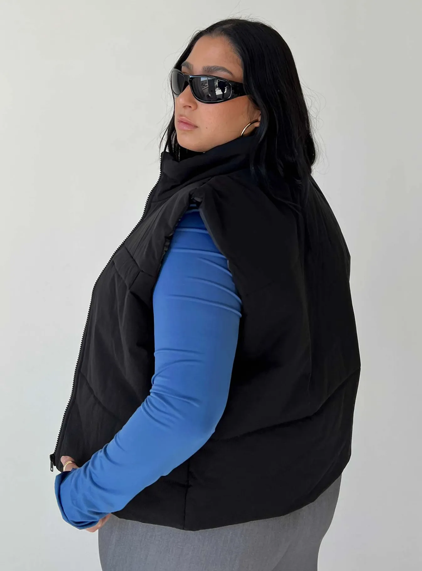 Princess Polly Kirby Puffer Vestcurve Black Hot