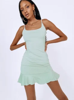 Princess Polly Kiribati Mini Dress  Sage New