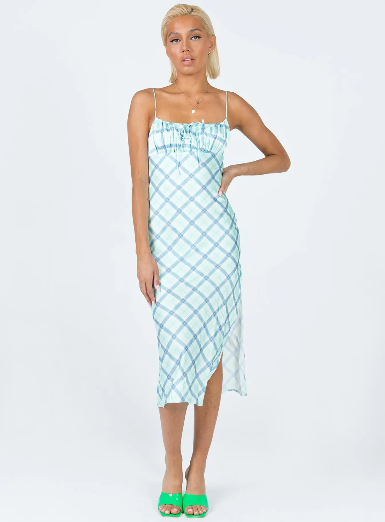 Princess Polly Kirra Midi Dress/ Blue Green Clearance