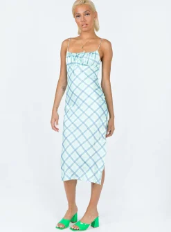 Princess Polly Kirra Midi Dress/ Blue   Green Clearance
