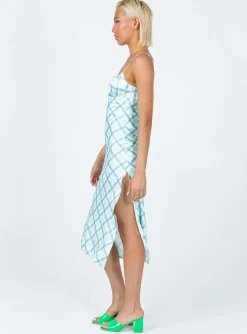 Princess Polly Kirra Midi Dress/ Blue Green Clearance