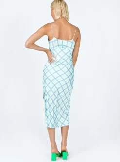 Princess Polly Kirra Midi Dress/ Blue Green Clearance