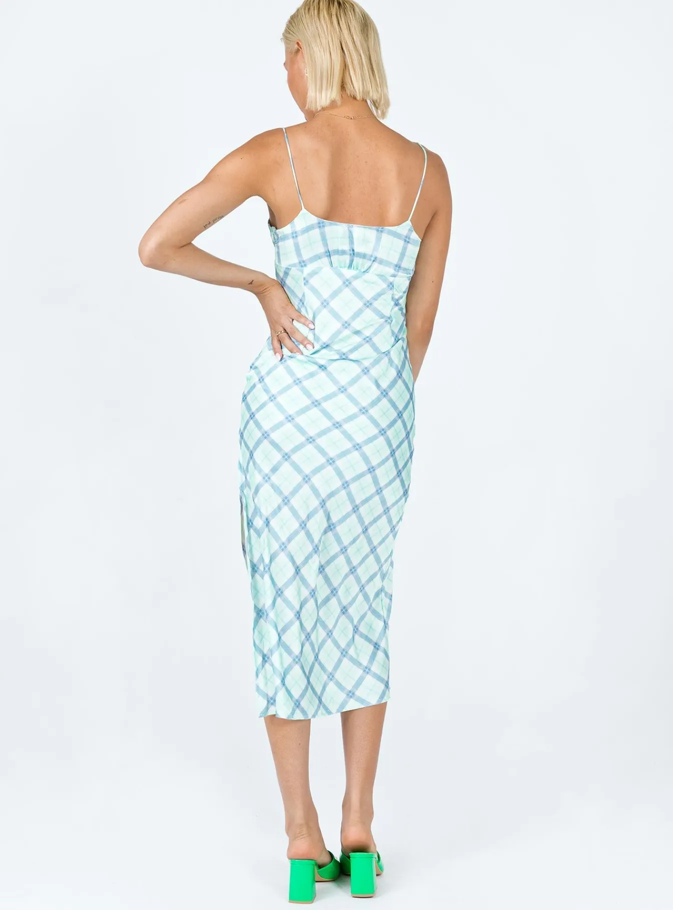 Princess Polly Kirra Midi Dress/ Blue Green Clearance