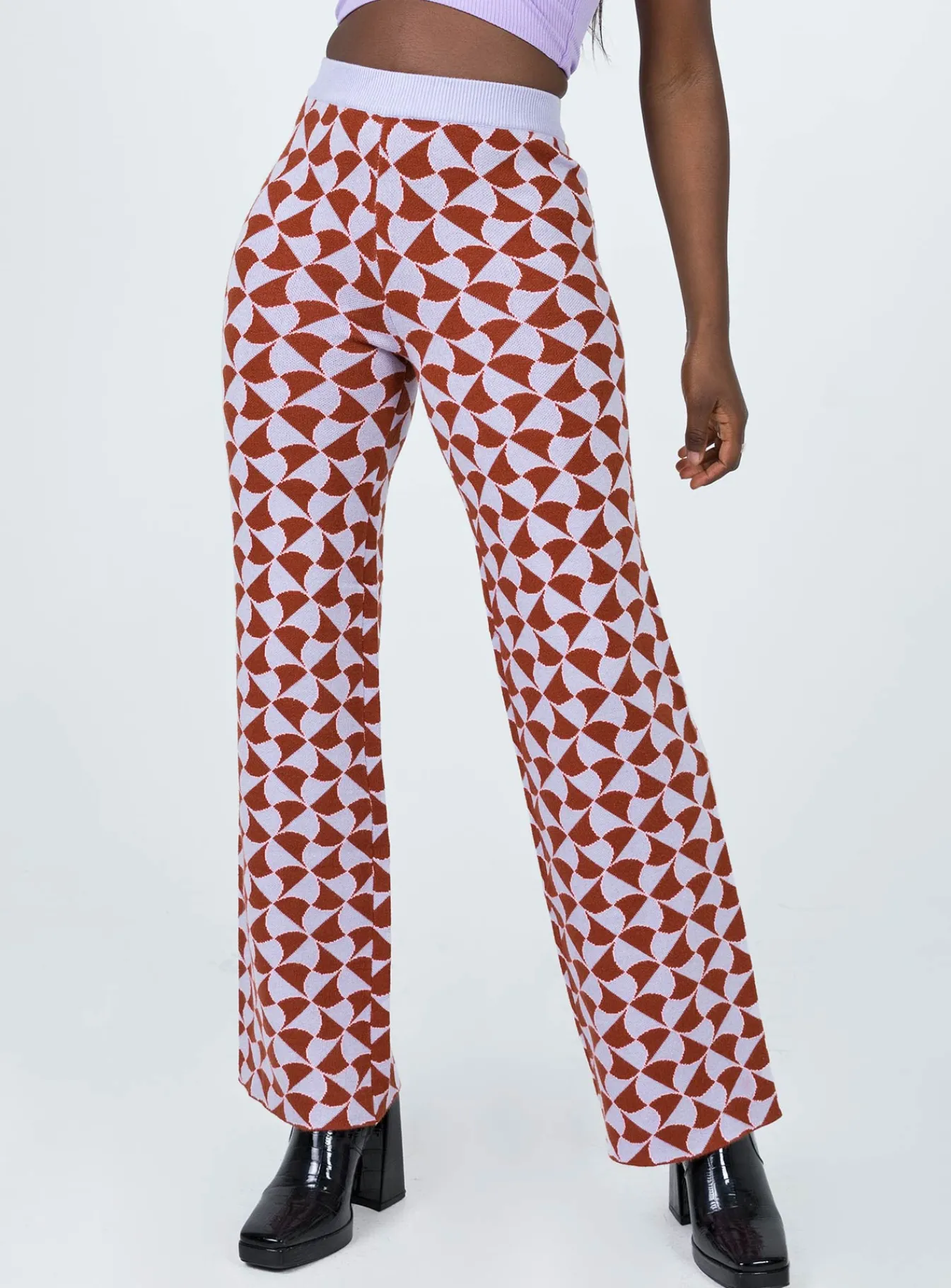 Princess Polly Kirsty Retro Tile Pants Pink Discount