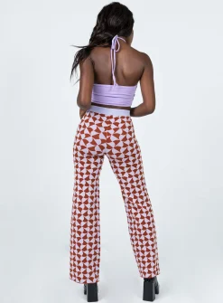 Princess Polly Kirsty Retro Tile Pants Pink Discount