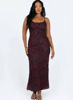 Princess Polly Knox Maxi Dress  Black / Red Floral Sale