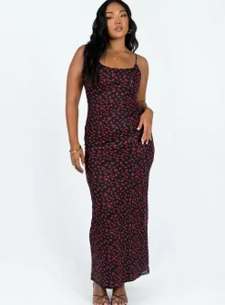 Princess Polly Knox Maxi Dress  Black / Red Floral Sale