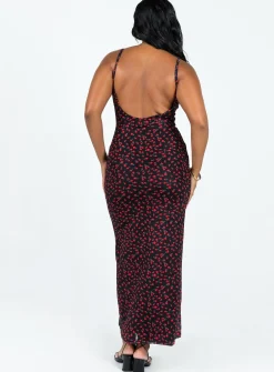 Princess Polly Knox Maxi Dress  Black / Red Floral Sale