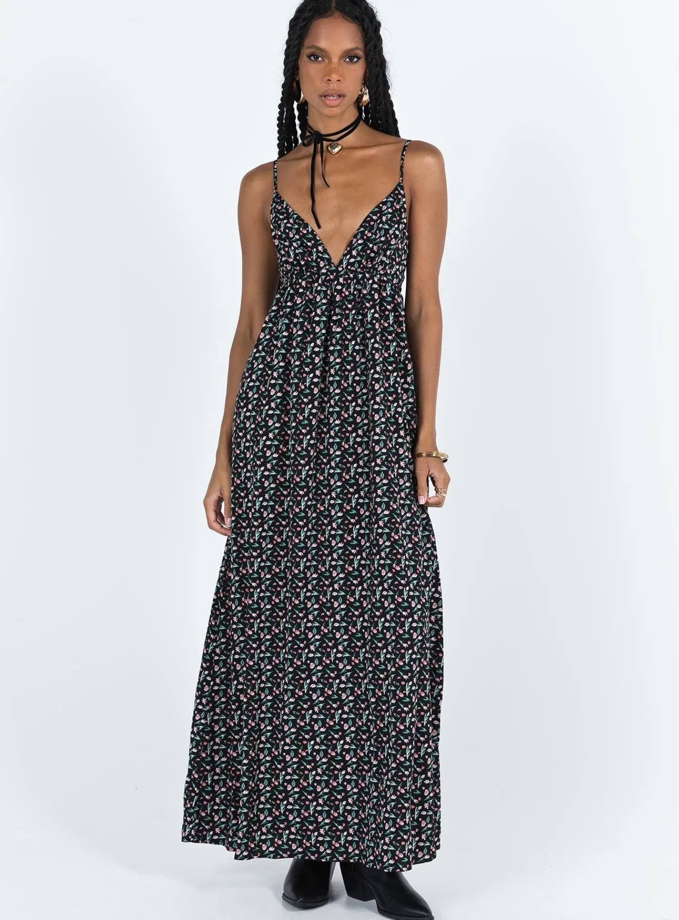 Princess Polly Koko Maxi Dress Black Floral Flash Sale