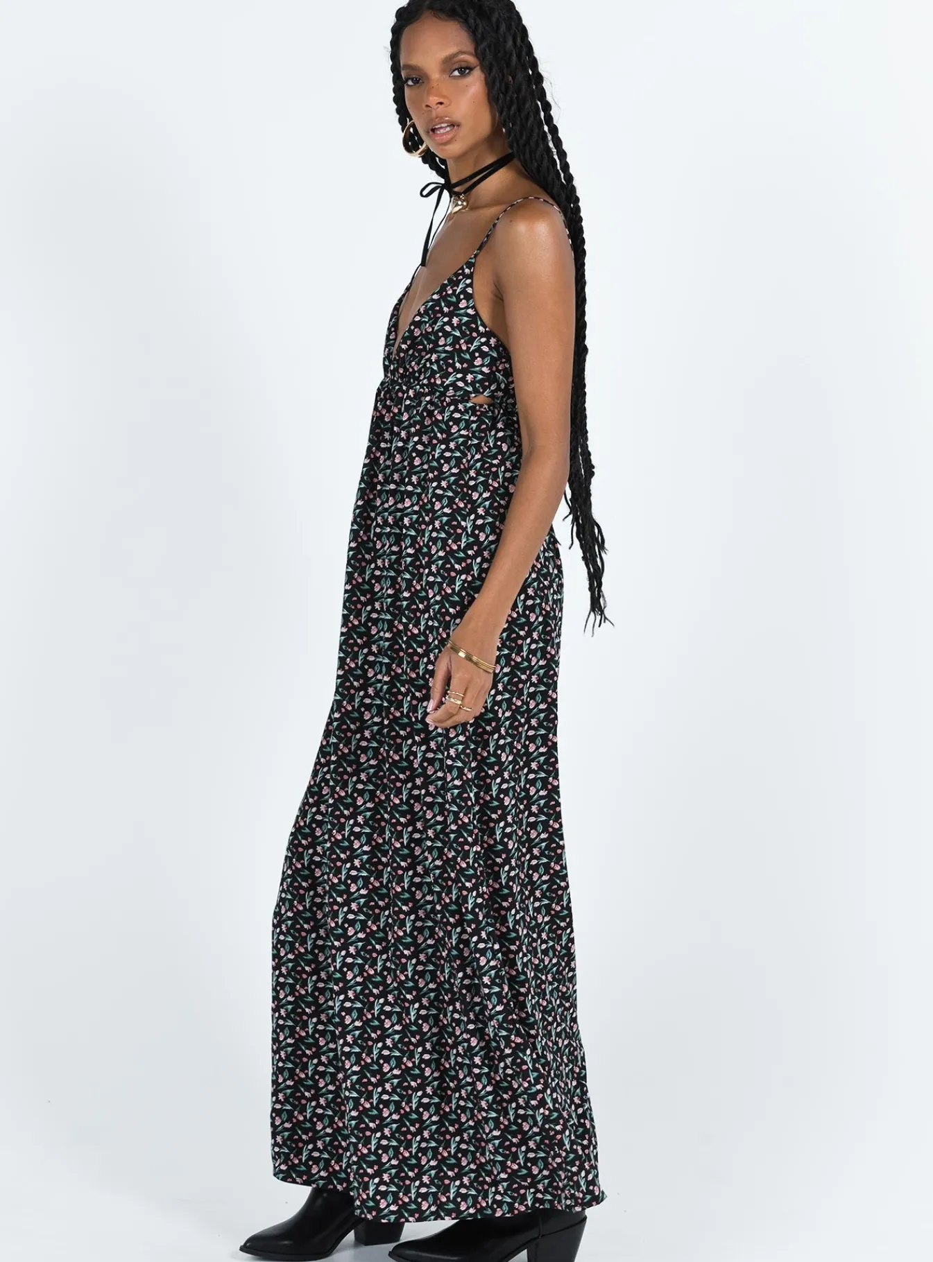 Princess Polly Koko Maxi Dress Black Floral Flash Sale