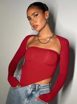 Princess Polly Koslo Bolero Top  Red Flash Sale