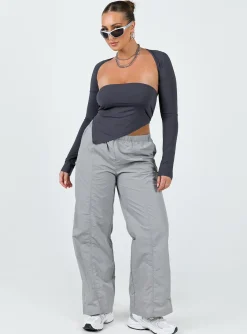 Princess Polly Kosta Parachute Pants  Grey Hot