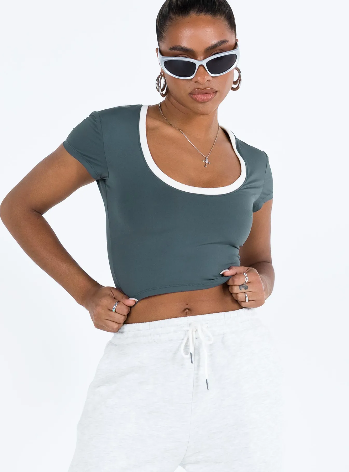 Princess Polly Kyah Top Steel Online