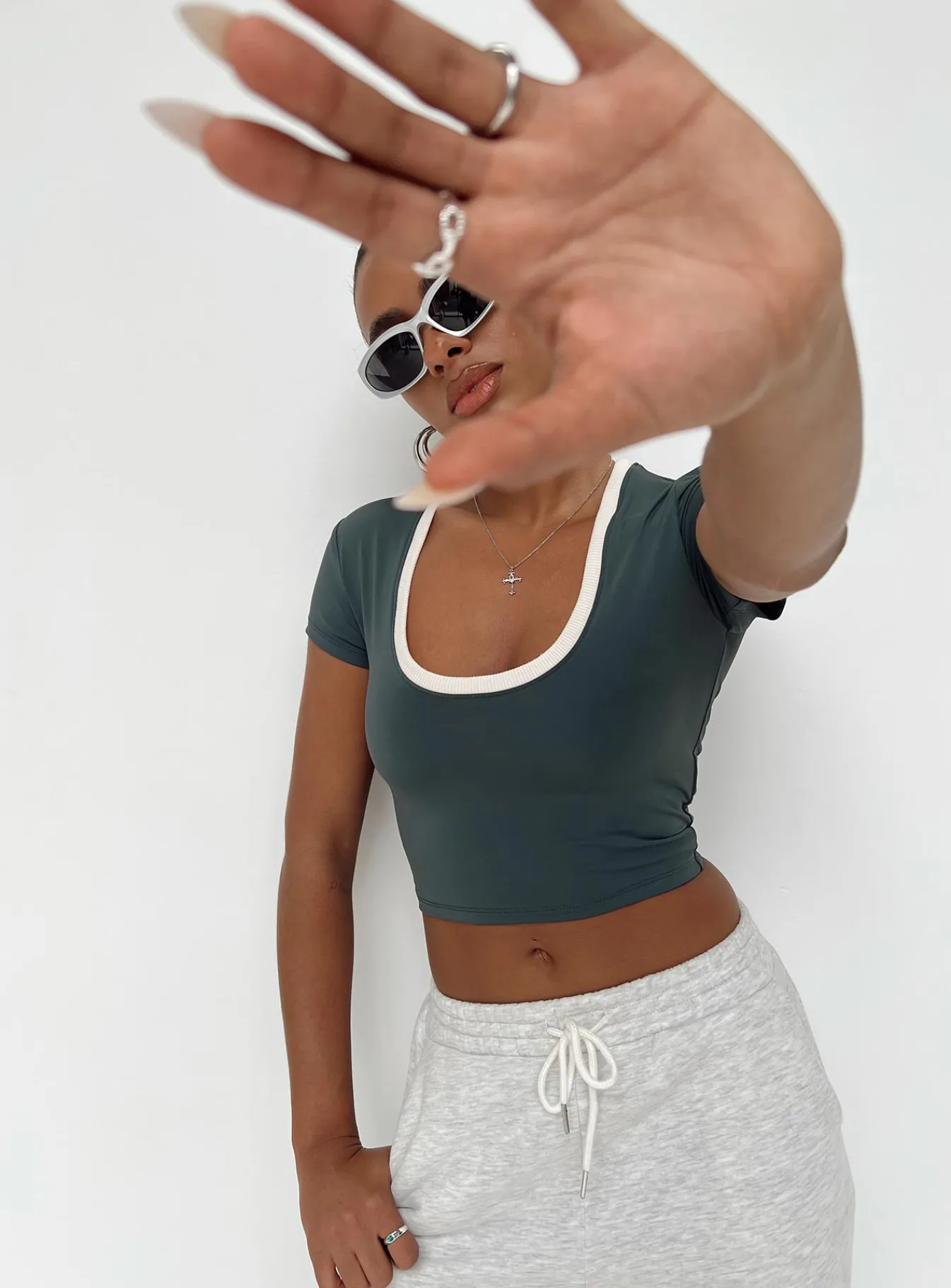 Princess Polly Kyah Top Steel Online