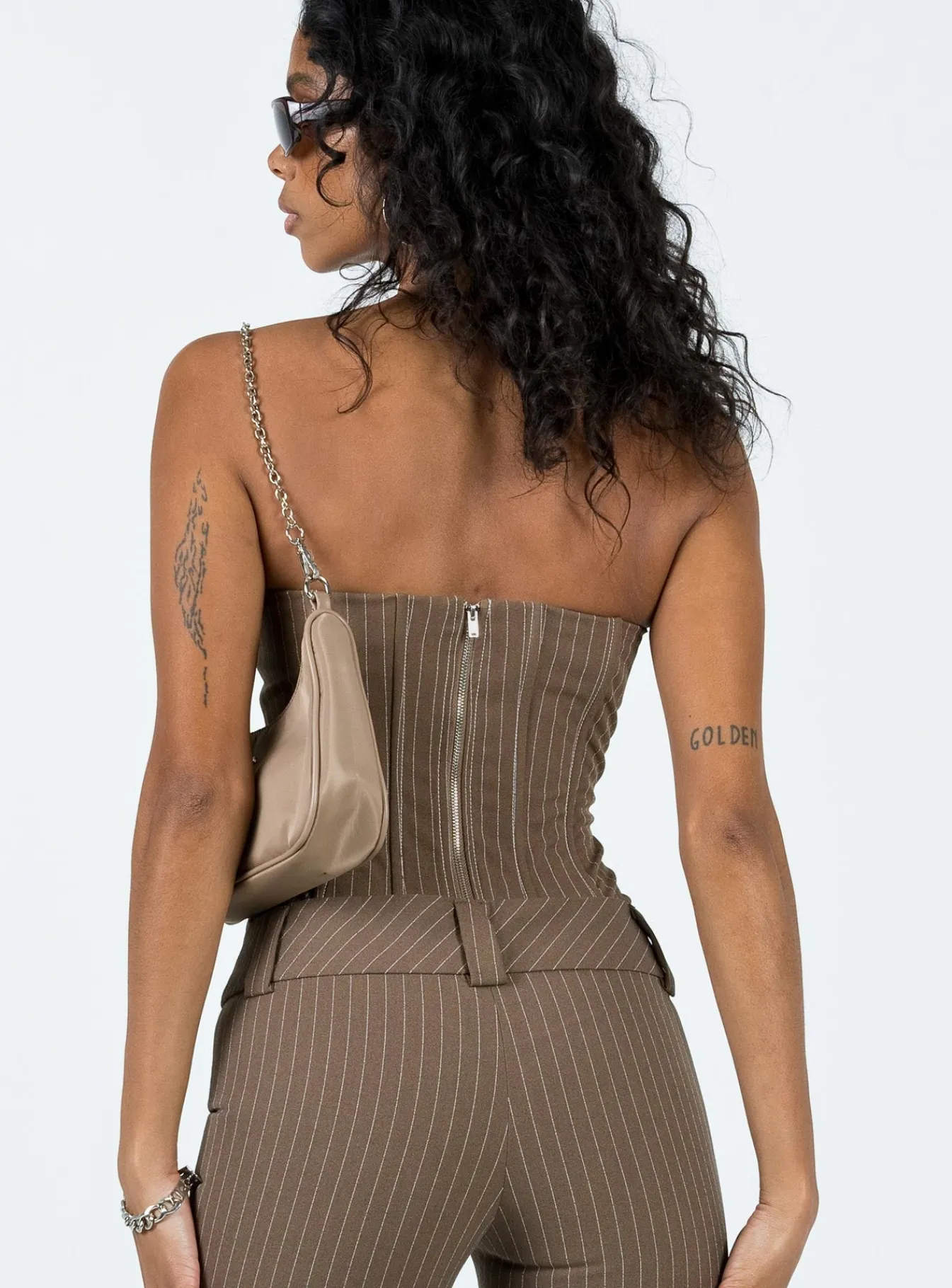 Princess Polly Kyana Corset Pinstripe Brown Fashion