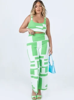 Princess Polly Kyla Set White / Green Flash Sale