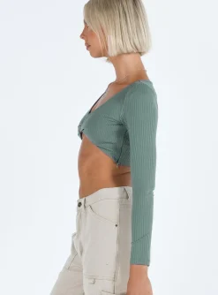 Princess Polly Kyora Long Sleeve Top Khaki Cheap
