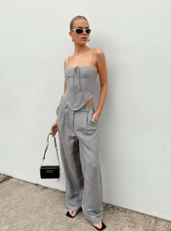 Princess Polly La Quinta Pant  Grey Discount