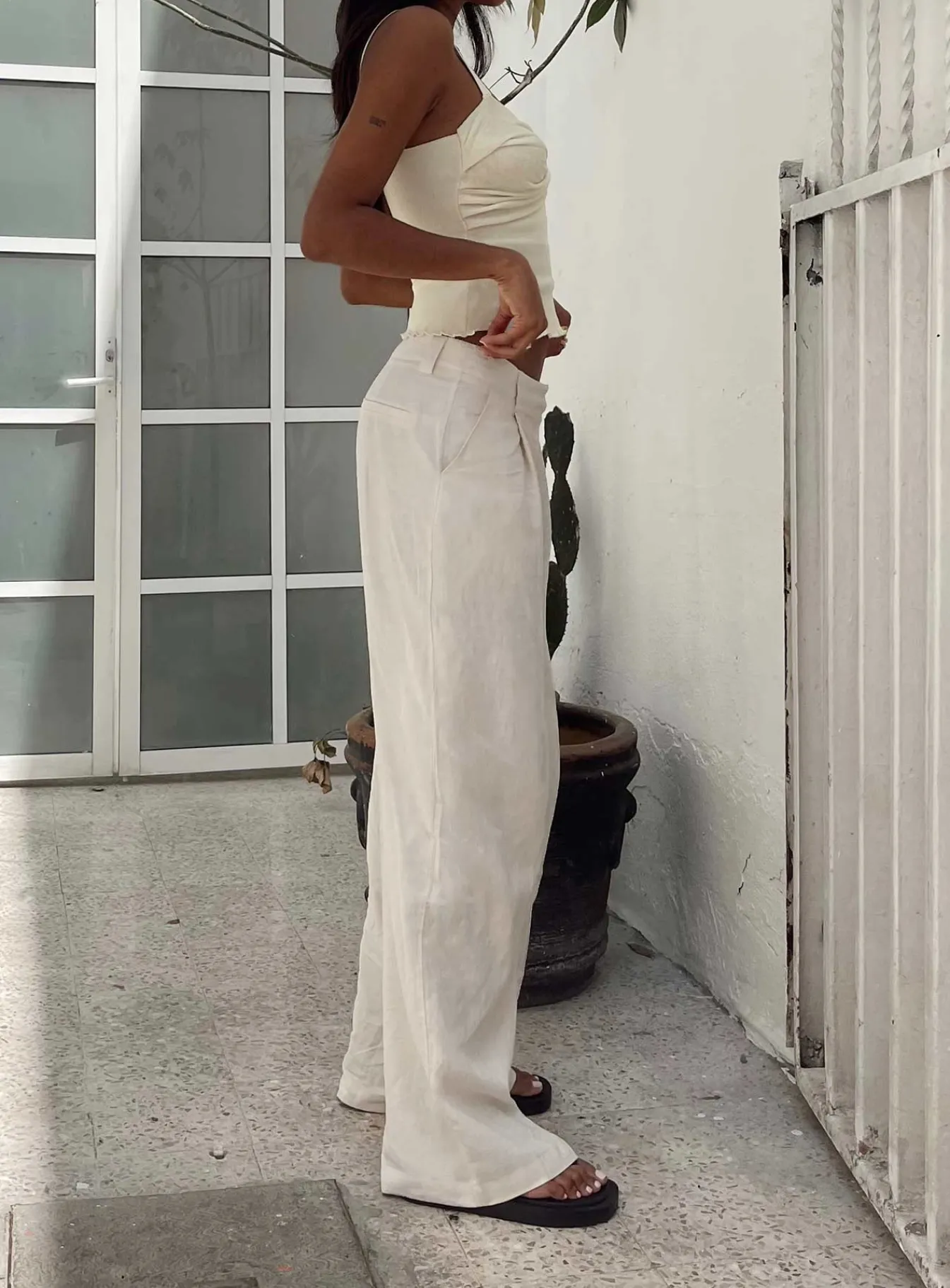 Princess Polly La Quinta Pant Off White Flash Sale