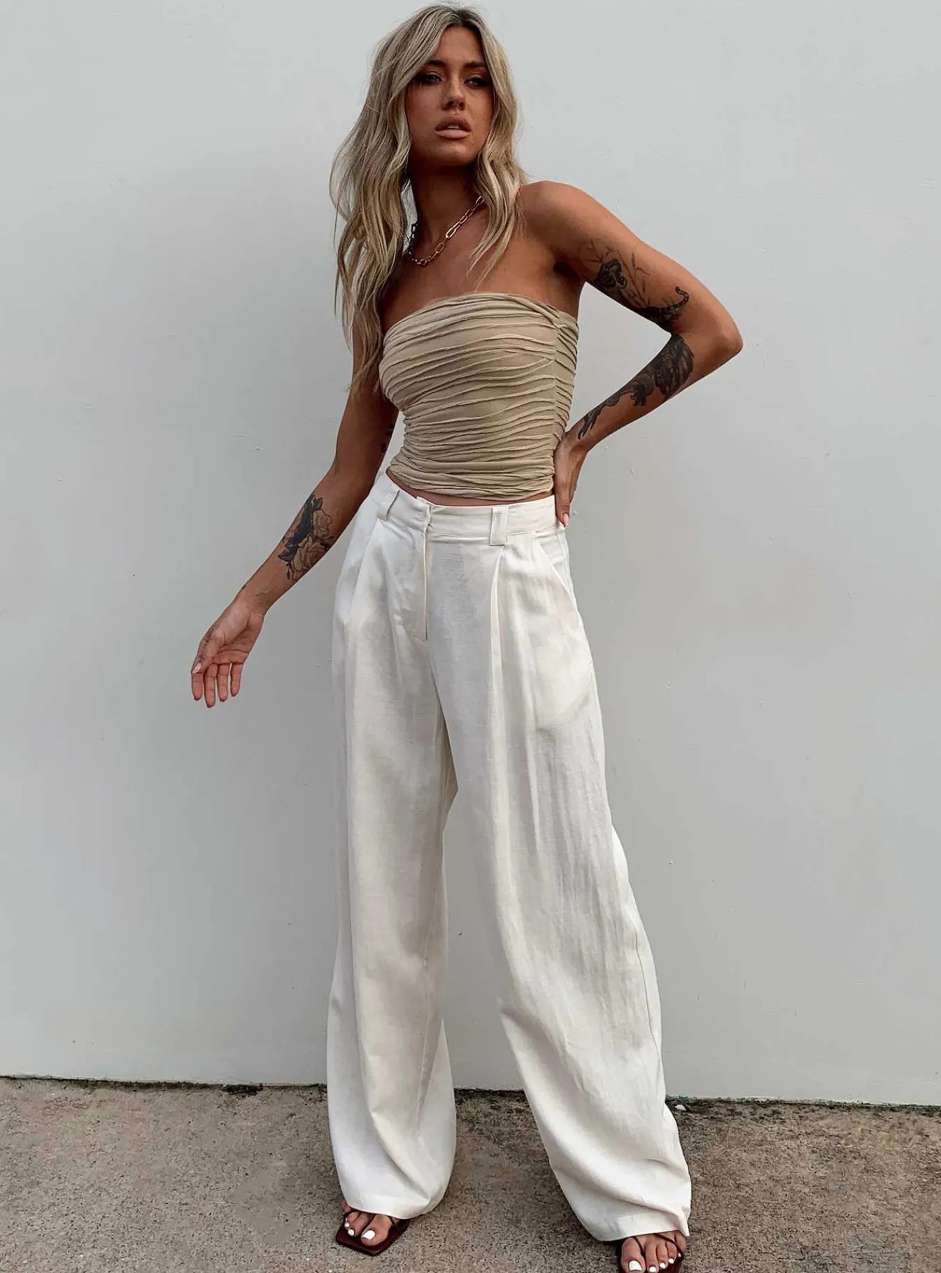 Princess Polly La Quinta Pant Off White Flash Sale
