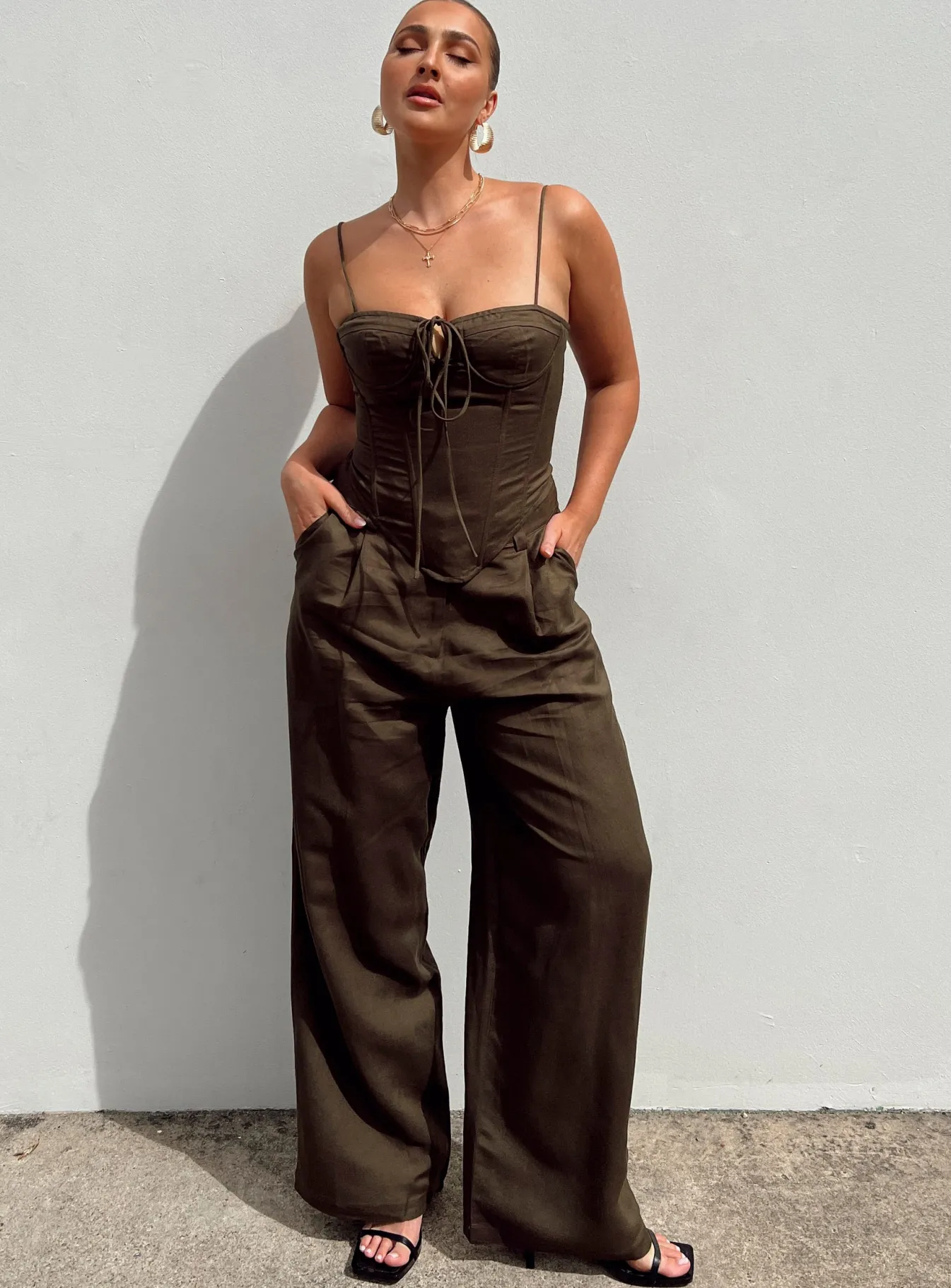 Princess Polly La Quinta Pant Dark Chocolate Brown Hot