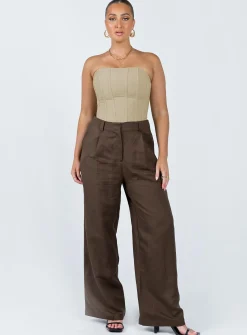 Princess Polly La Quinta Pant Dark Chocolate Brown Hot