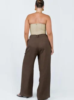 Princess Polly La Quinta Pant Dark Chocolate Brown Hot