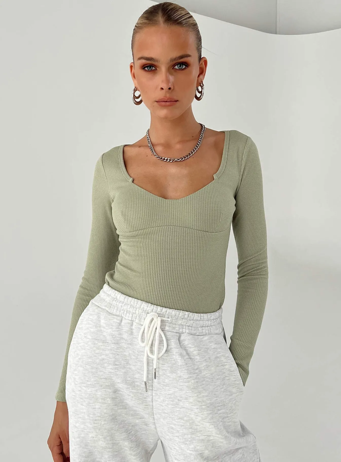 Princess Polly Lader Long Sleeve Bodysuit Green Hot