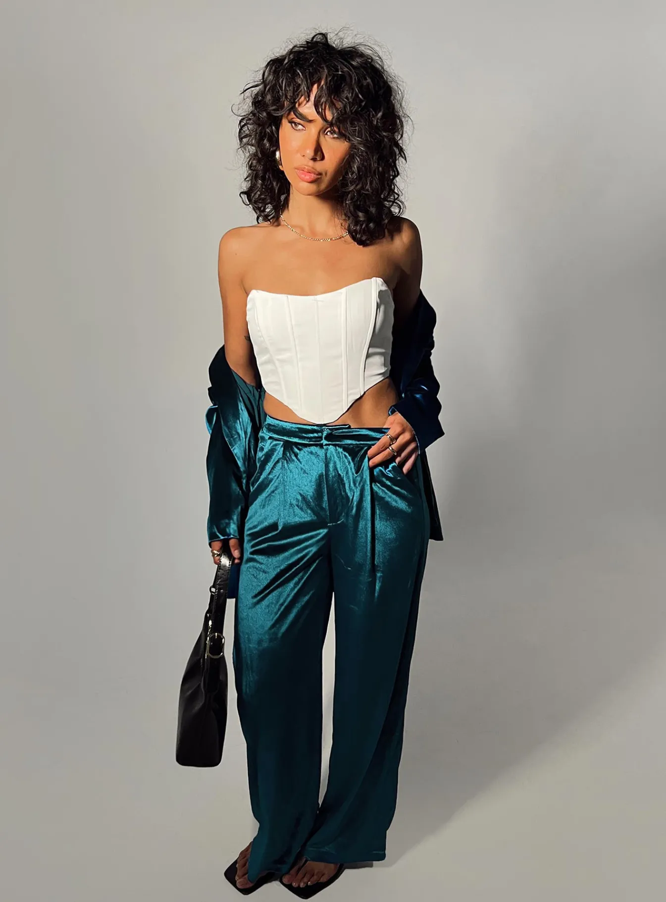 Princess Polly Lagoona Velvet Pants Blue Cheap