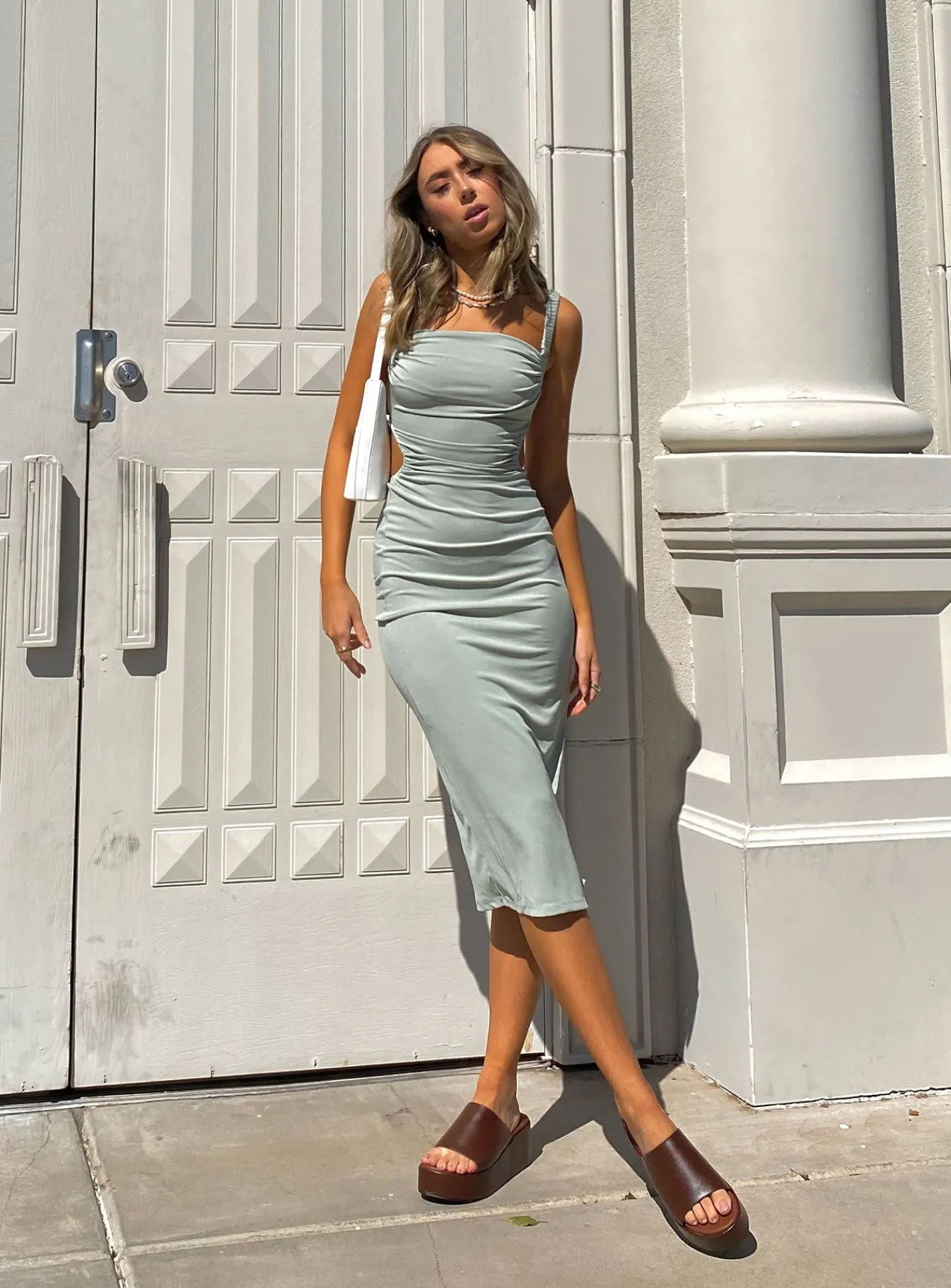 Princess Polly Lainey Midi Dress Sage Fashion