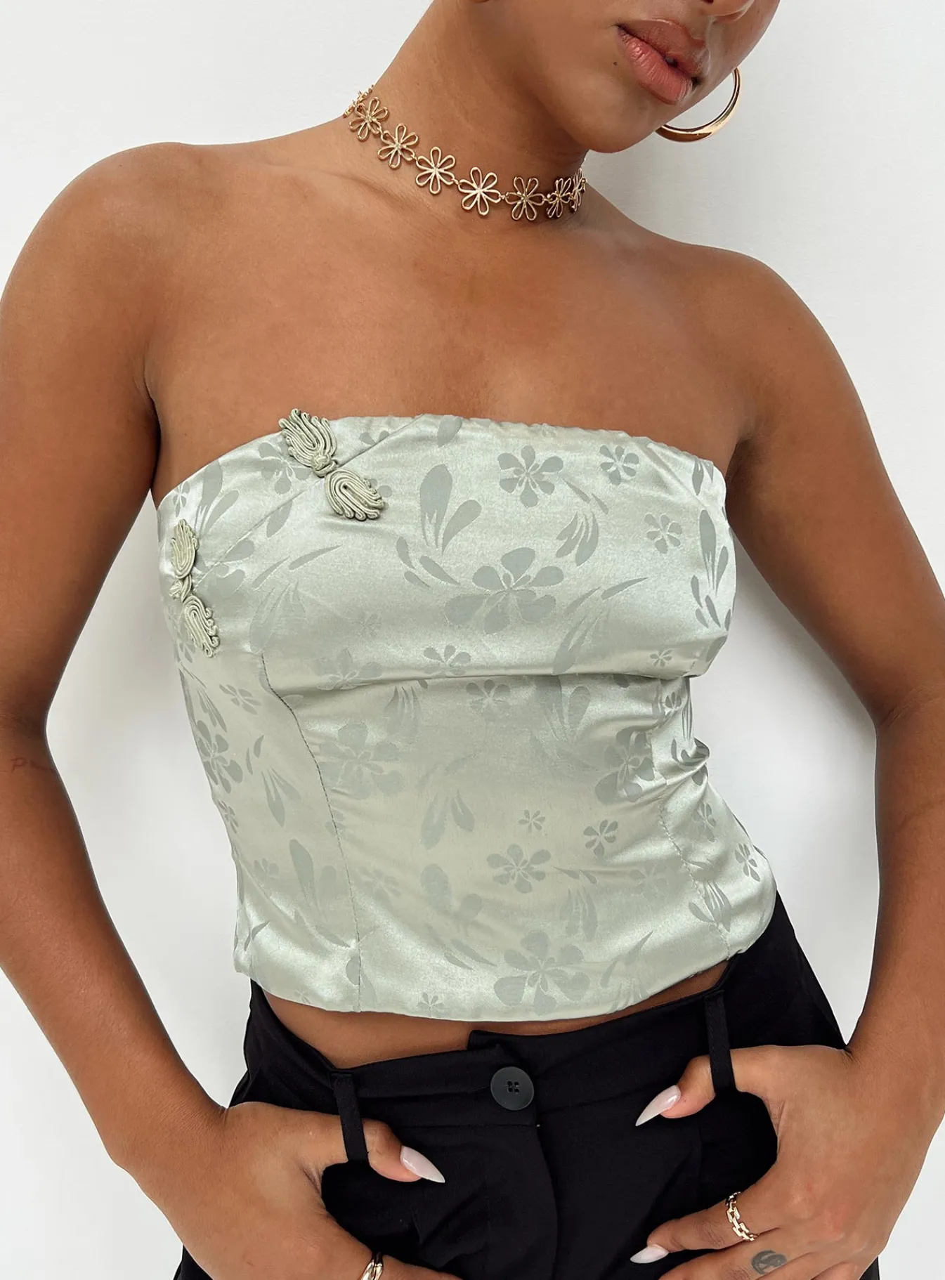 Princess Polly Lalor Strapless Top Green Best