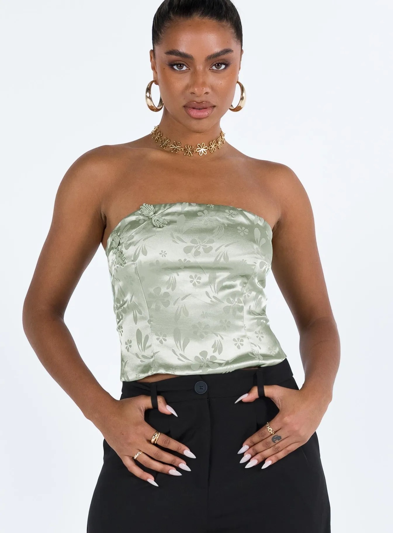 Princess Polly Lalor Strapless Top Green Best